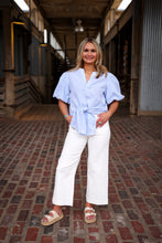 Load image into Gallery viewer, Ava Puff Sleeve Tie Blouse

