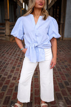 Load image into Gallery viewer, Ava Puff Sleeve Tie Blouse
