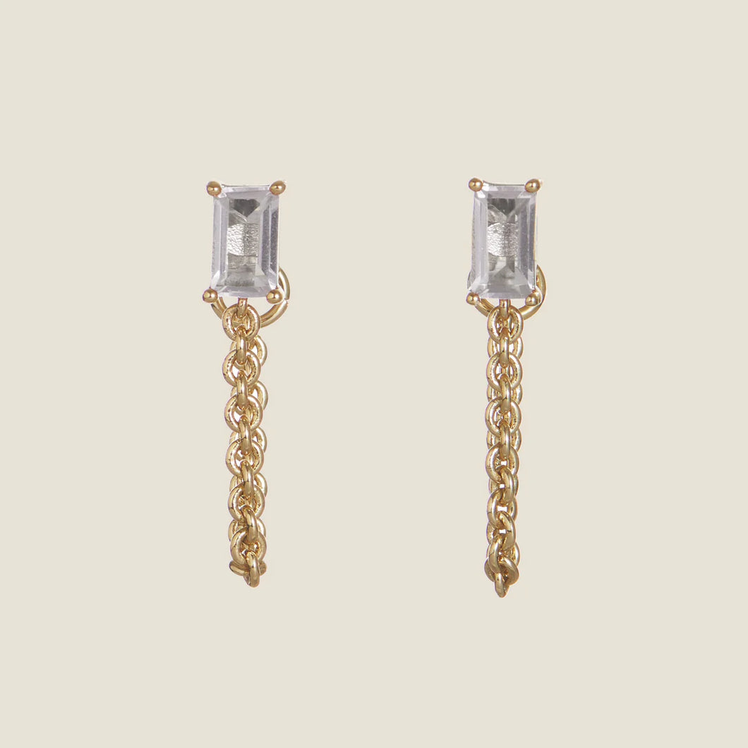 Classic Baguette Chain Drop Stud