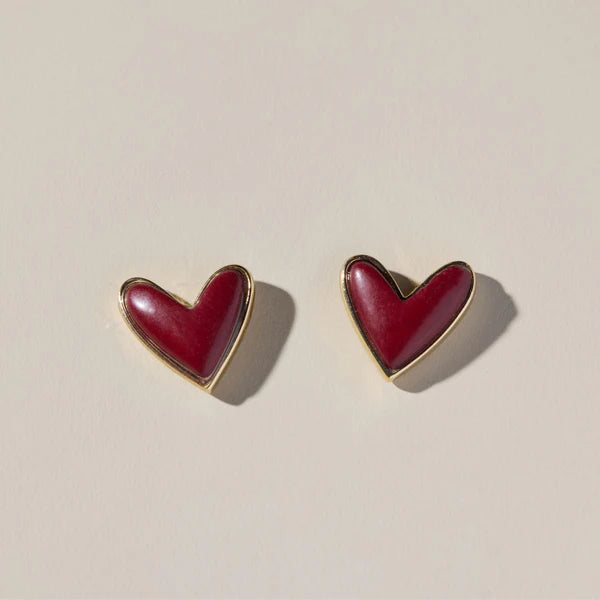 Maroon Stone Sweetheart Studs