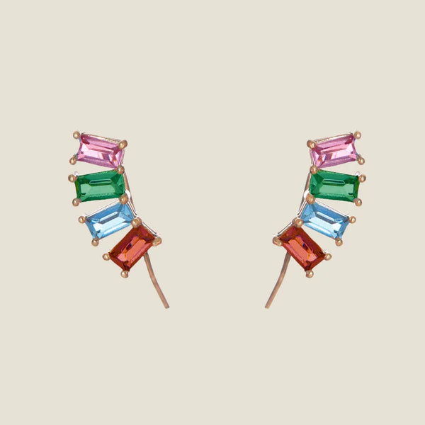 Multicolor Crystal Baguette Ear Climbers